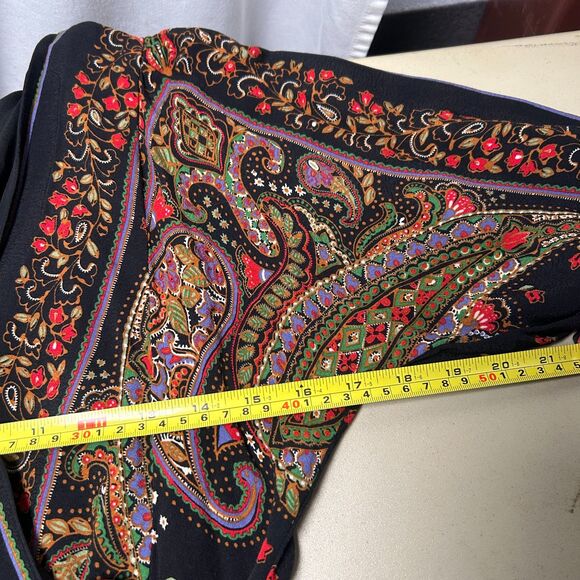 Zara Black Paisley Half-Wrap Festival Dress w/ Fringe Small - Picture 9 of 10